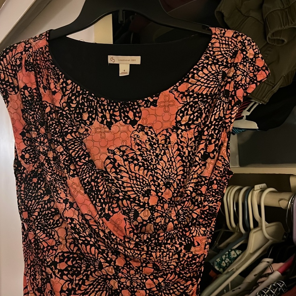 Black and Orange Floral Dress - Picture 3 of 5